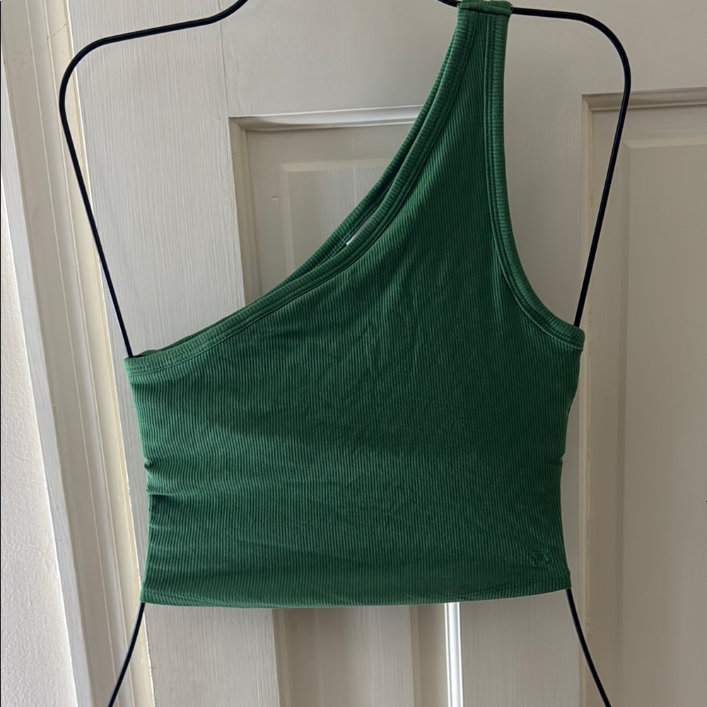 PINK Victoria's Secret Green Asymmetrical Crop Tank Top